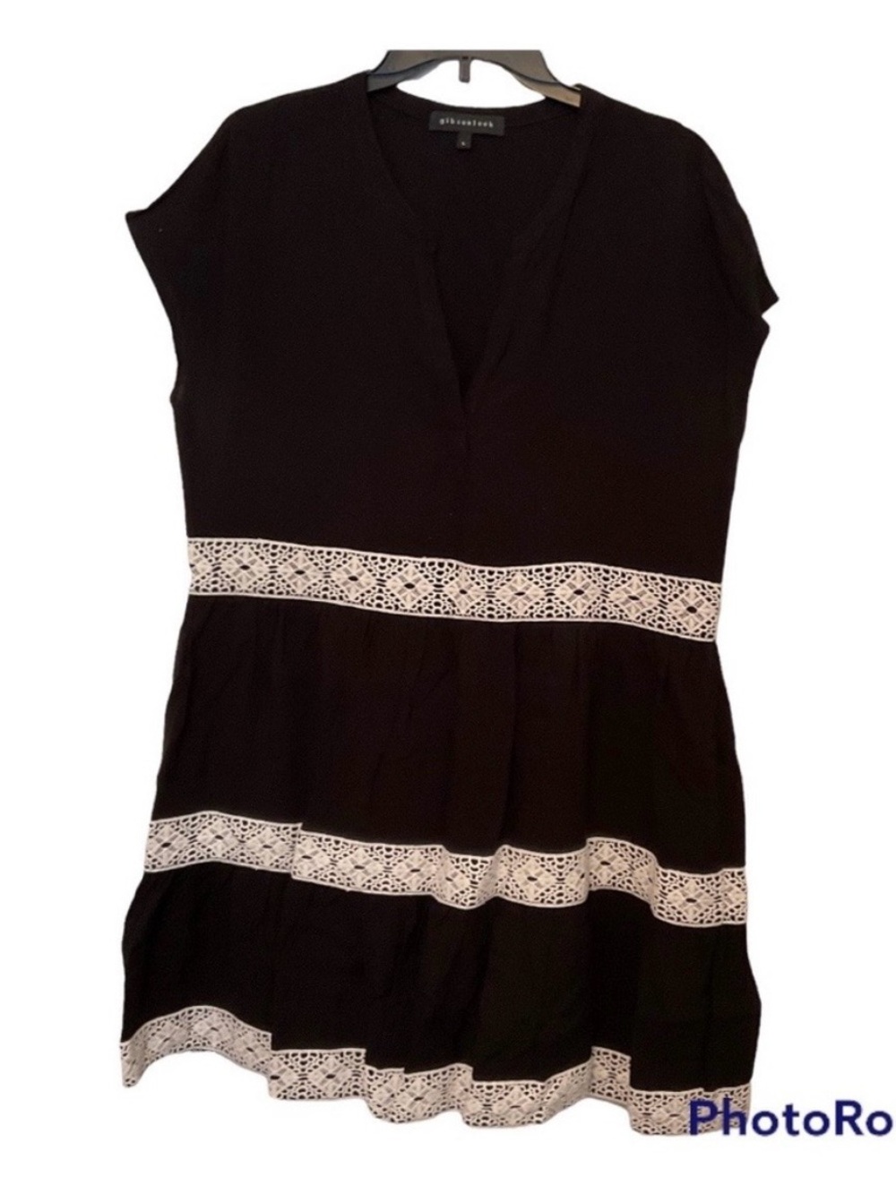 Gibsonlook Black/Cream Tiered Dress size Large